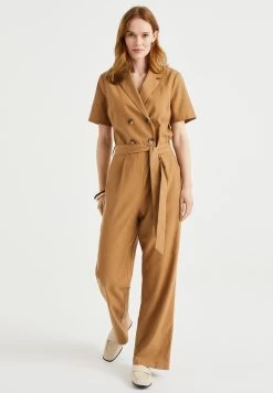 WE FASHION Met Ceintuur - Jumpsuit - Brown
