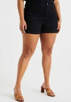 WE FASHION High Rise Met Comfort StretchCurv - Jeansshort - Black