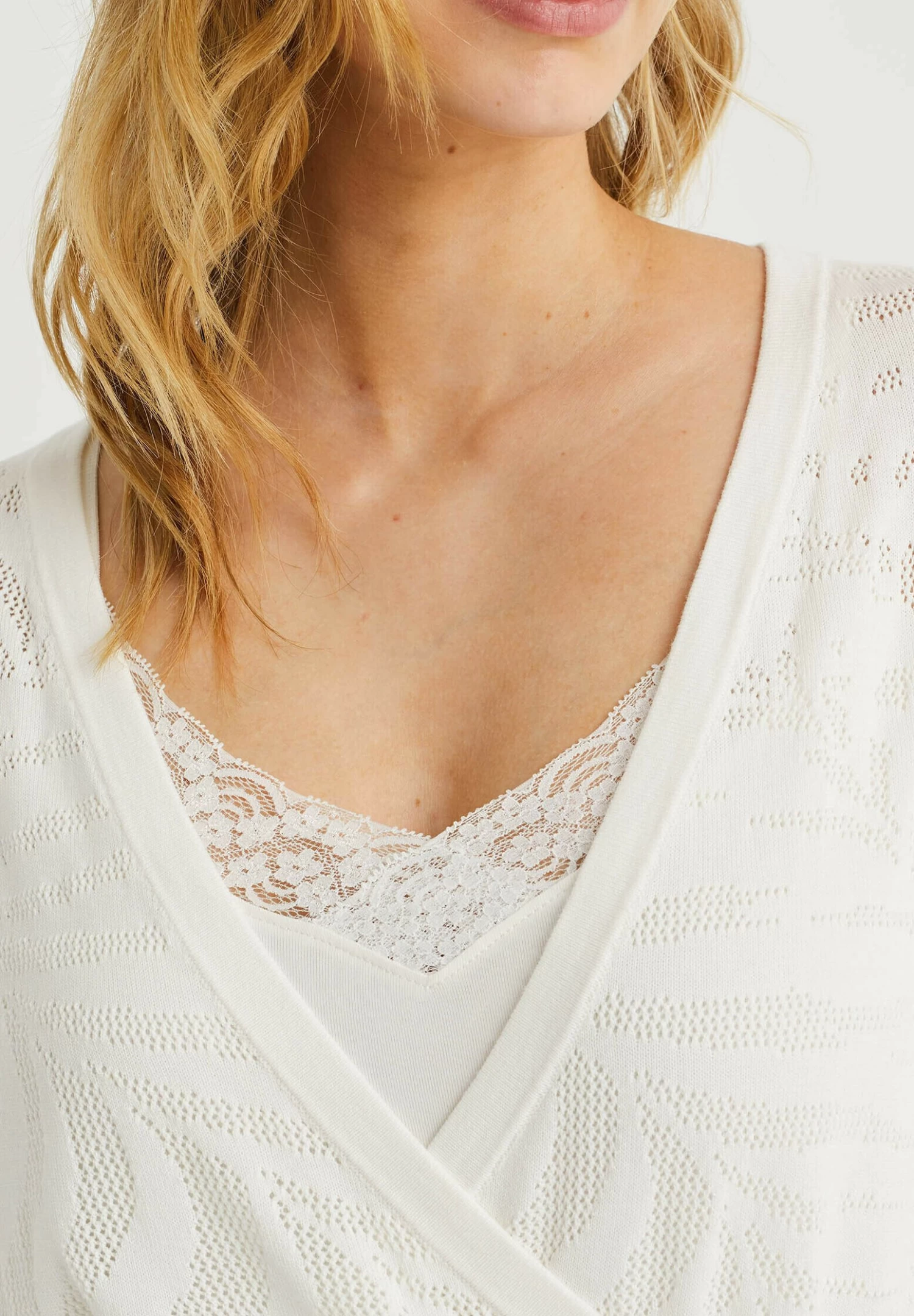 WE FASHION Met Opengewerkt Dessin - T-Shirt Print - White - Afbeelding 4