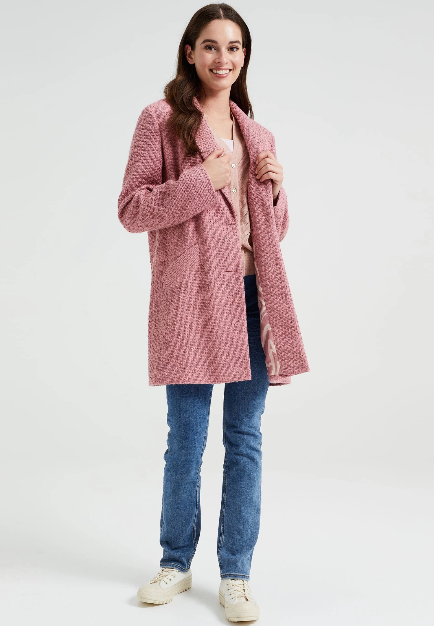 WE FASHION Met Structuur - Halflange Jas - Pink - Afbeelding 2