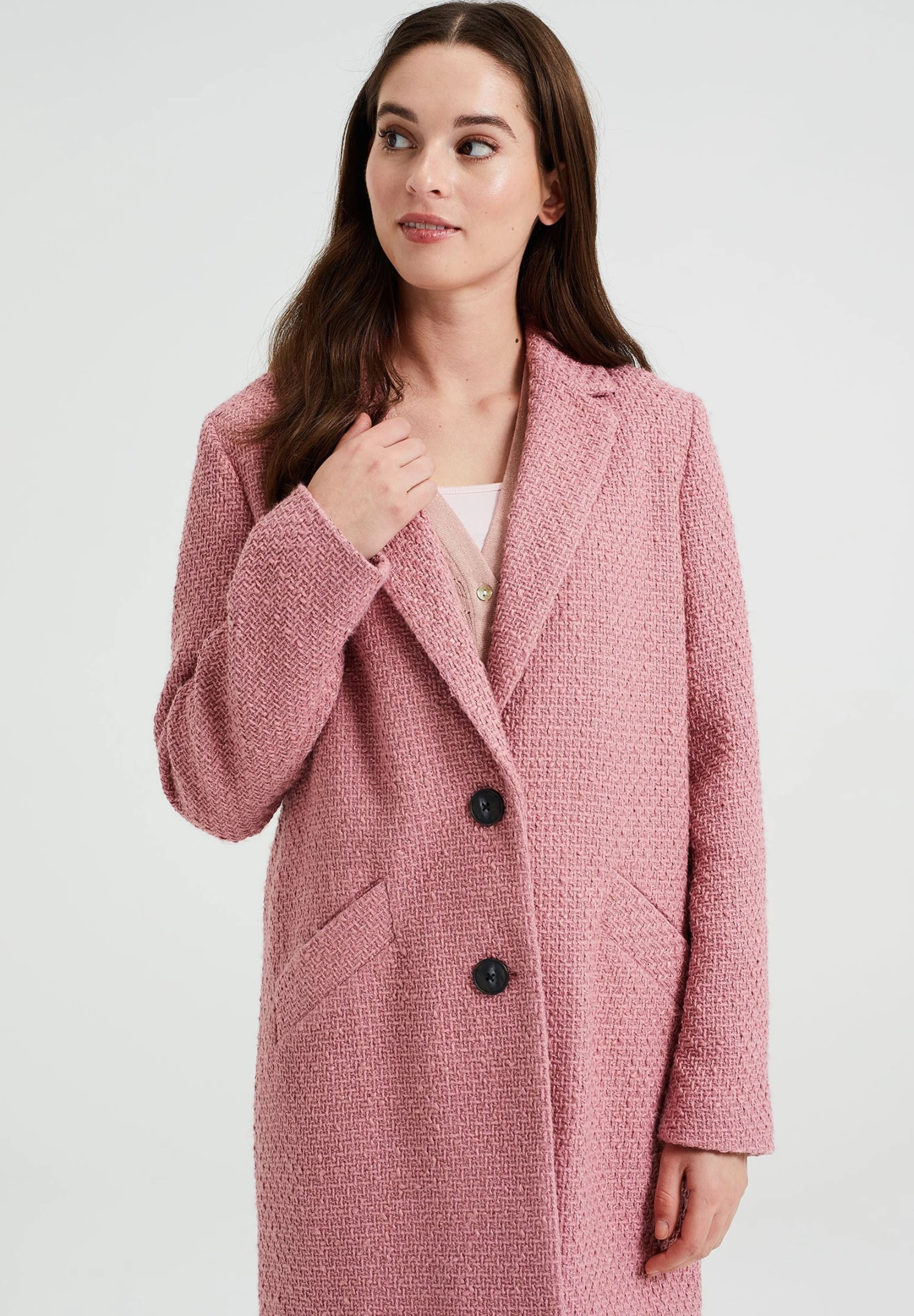 WE FASHION Met Structuur - Halflange Jas - Pink - Afbeelding 4
