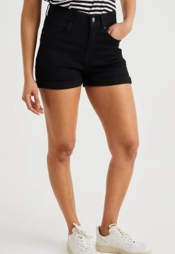 WE FASHION High Rise Met Comfort Stretch - Jeansshort - Black