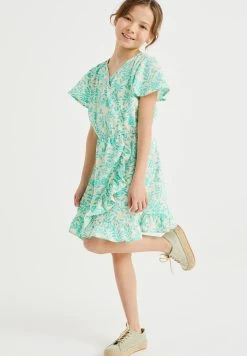 WE FASHION Met Dessin - Jurk - Beige