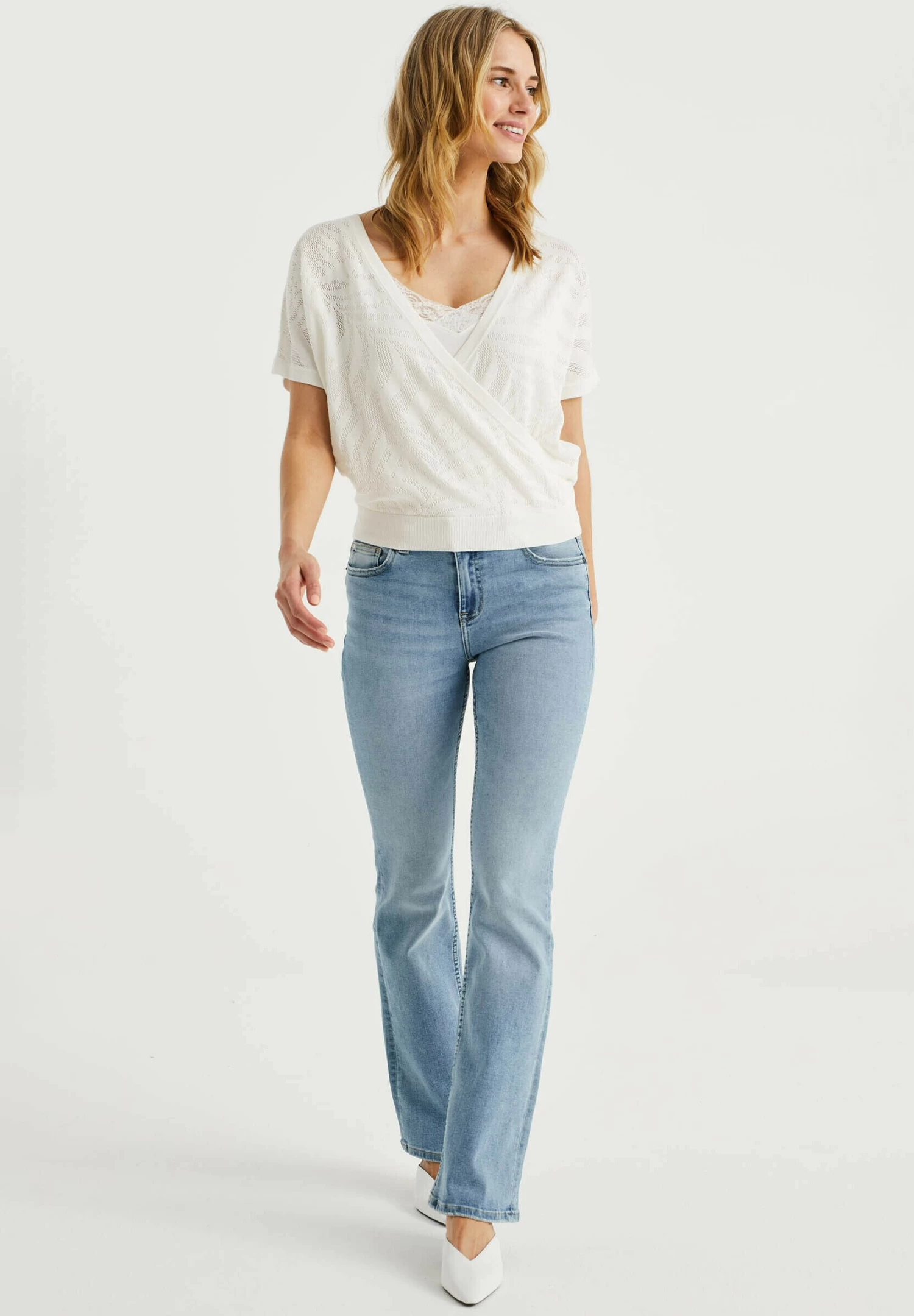 WE FASHION Met Opengewerkt Dessin - T-Shirt Print - White - Afbeelding 2