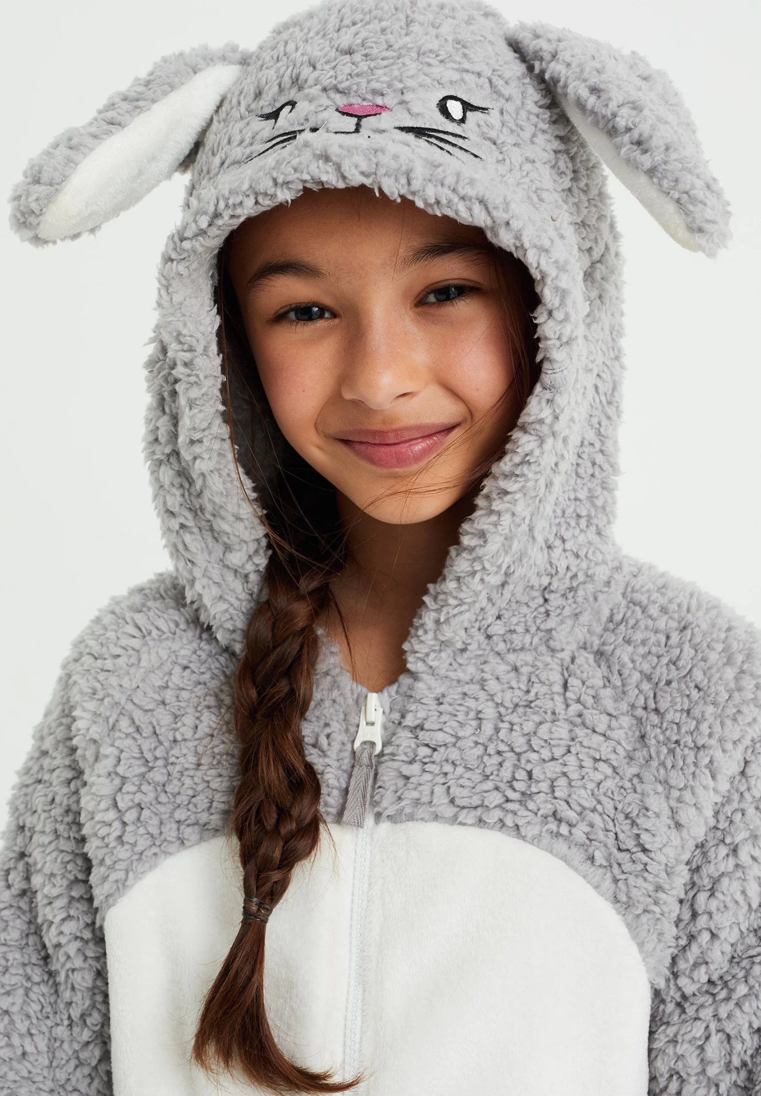WE FASHION Onesie Mit Ohren - Pyjama - Grau - Afbeelding 3
