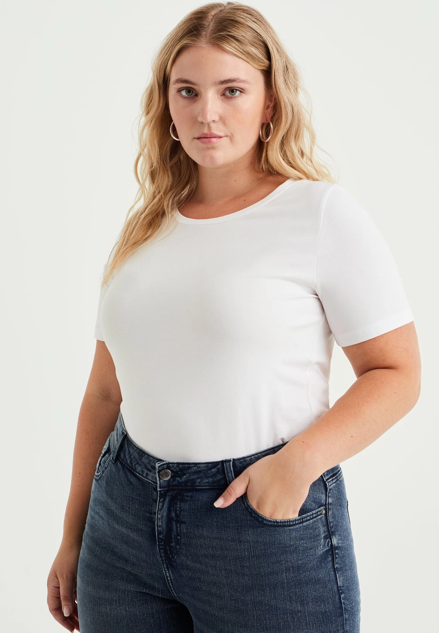 WE FASHION Curve - T-Shirt Basic - White