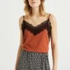 WE FASHION Singlet Met Kant - Top - Brown