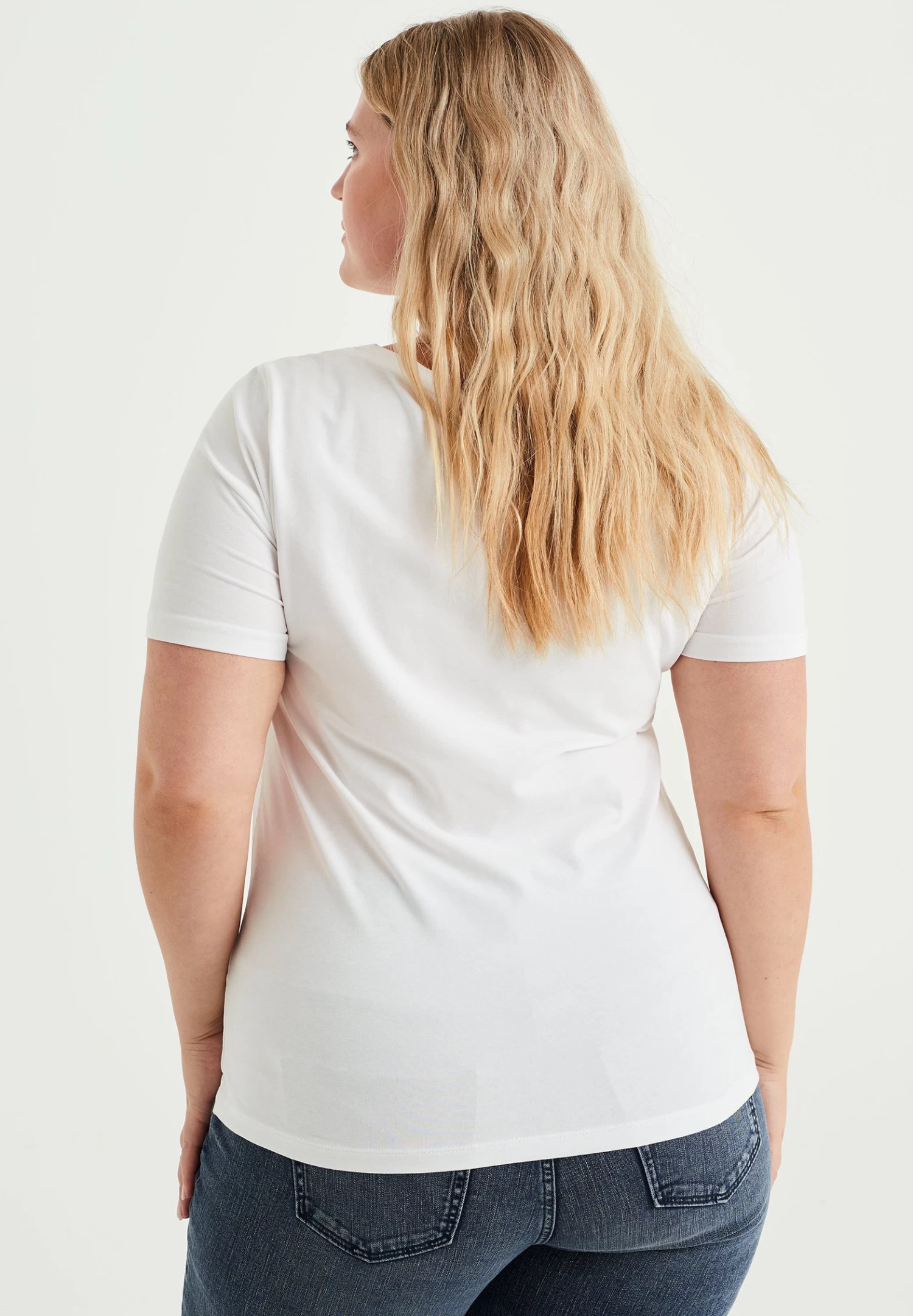 WE FASHION Curve - T-Shirt Basic - White - Afbeelding 3