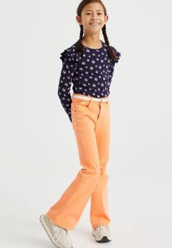 WE FASHION Met Stretch - Flared Jeans - Orange