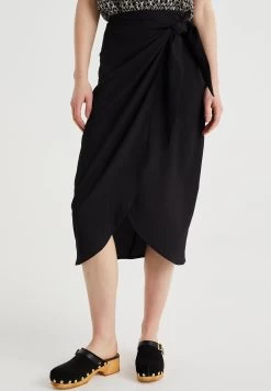 WE FASHION Met Structuur - Wikkelrok - Black