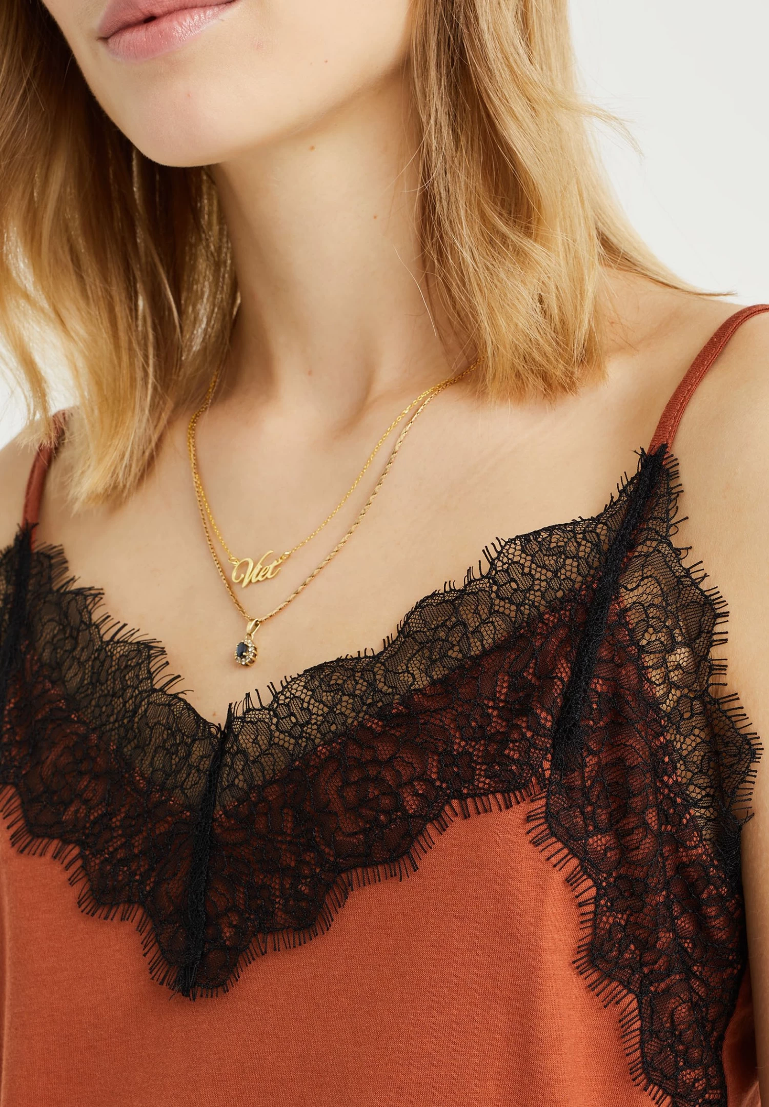 WE FASHION Singlet Met Kant - Top - Brown - Afbeelding 4