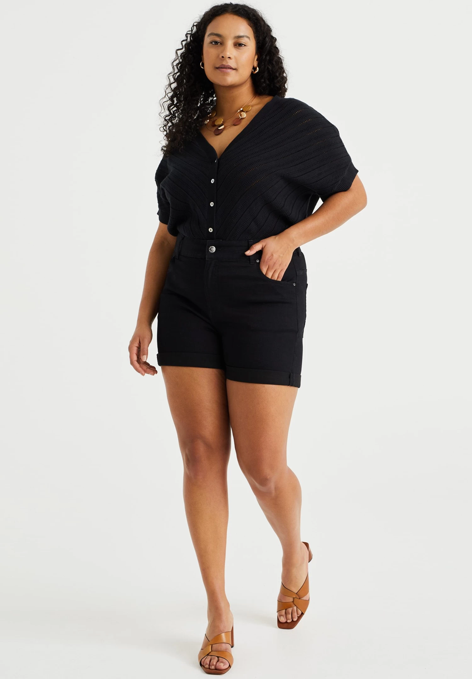 WE FASHION High Rise Met Comfort StretchCurv - Jeansshort - Black - Afbeelding 2