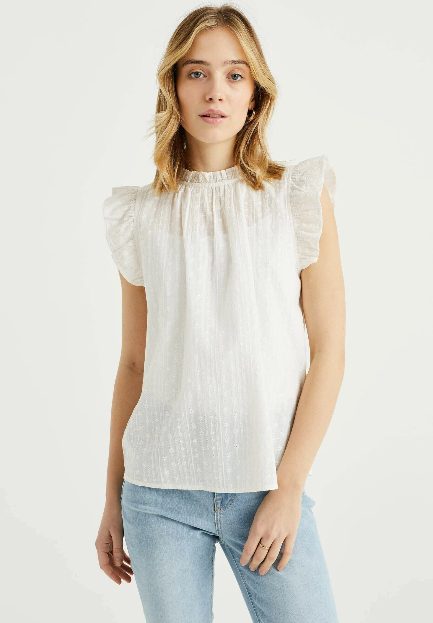 WE FASHION Met Broderie Anglaise - Blouse - White