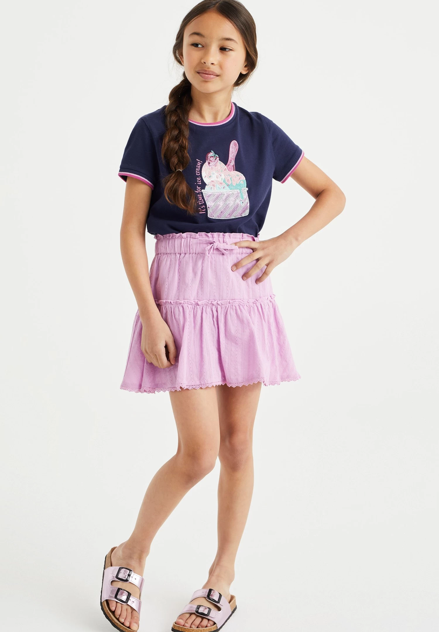 WE FASHION Broekrokje Met Structuur - A-Lijn Rok - Light Red