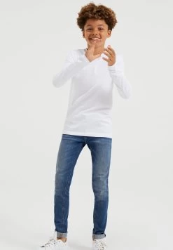 WE FASHION Met V-Hals - Longsleeve - White