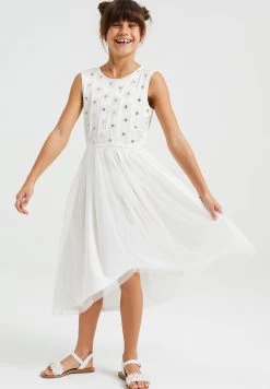 WE FASHION Meisjes Jurk Met Pailleten - Cocktailjurk - White