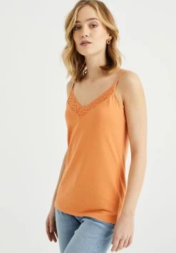 WE FASHION Singlet Van Met Kant - Top - Orange