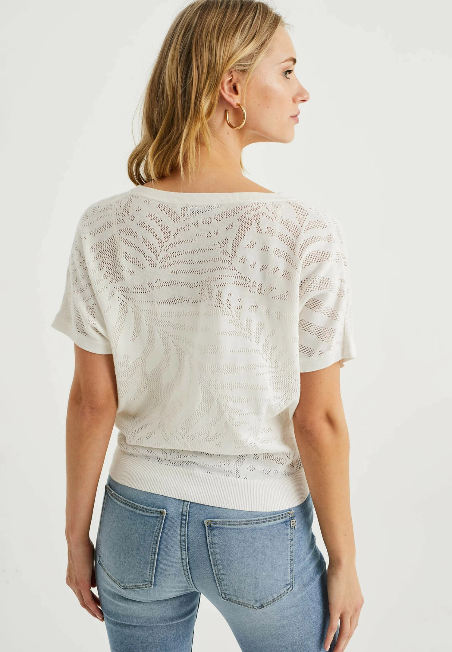 WE FASHION Met Opengewerkt Dessin - T-Shirt Print - White - Afbeelding 3