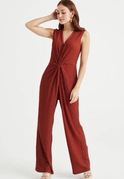 WE FASHION Met Structuur - Jumpsuit - Brown