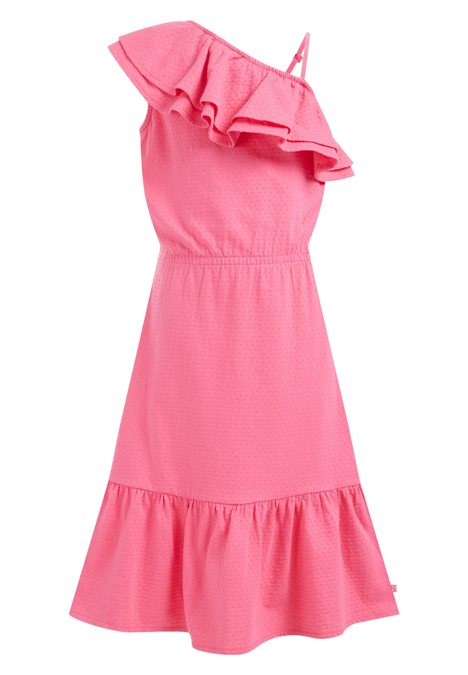 WE FASHION One Schoulder Met Structuur - Jurk - Pink - Afbeelding 4