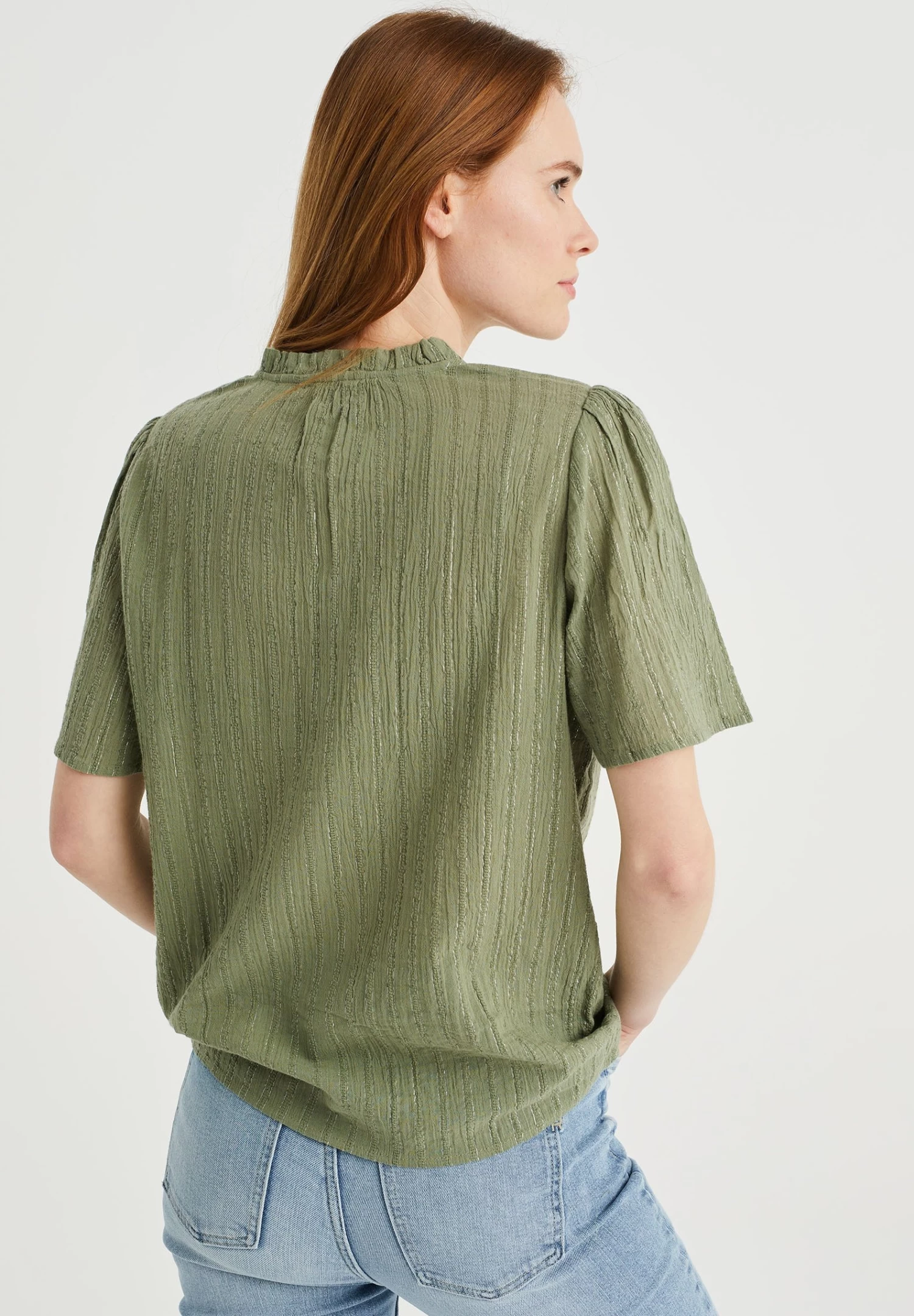 WE FASHION Met Glittergaren - Overhemdblouse - Green - Afbeelding 3