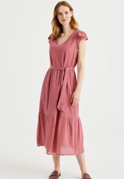 WE FASHION Met Glittergaren - Jurk - Pink