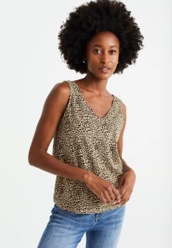 WE FASHION Singlet Met Dessin - Top - Beige