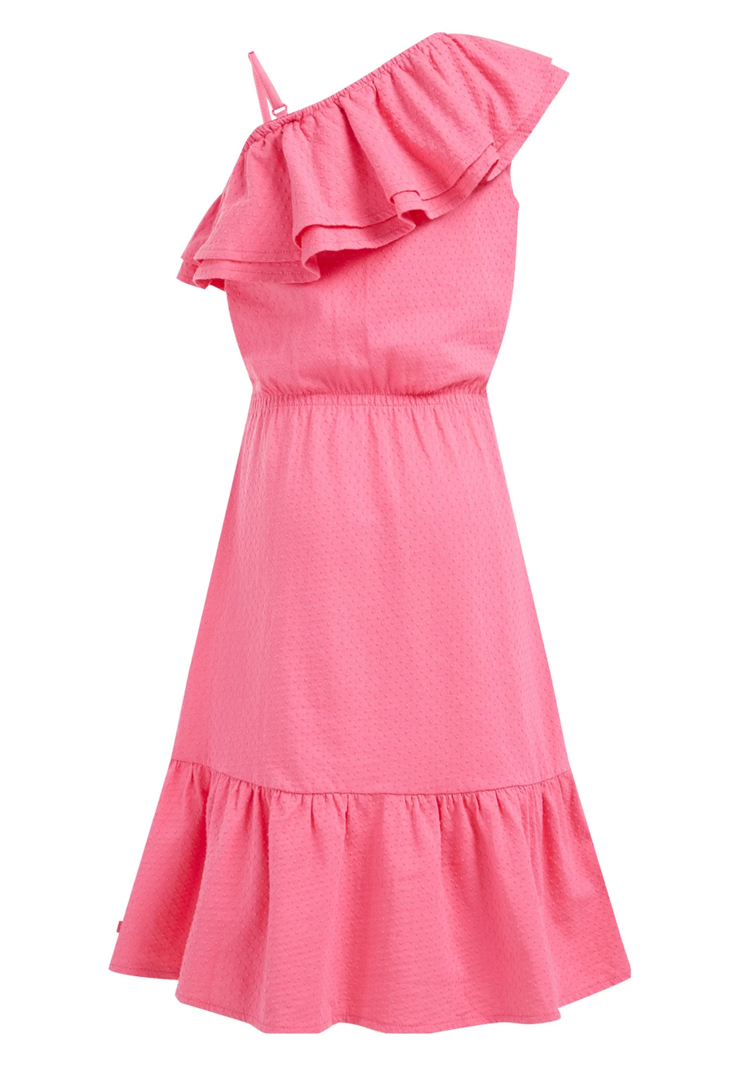 WE FASHION One Schoulder Met Structuur - Jurk - Pink - Afbeelding 5