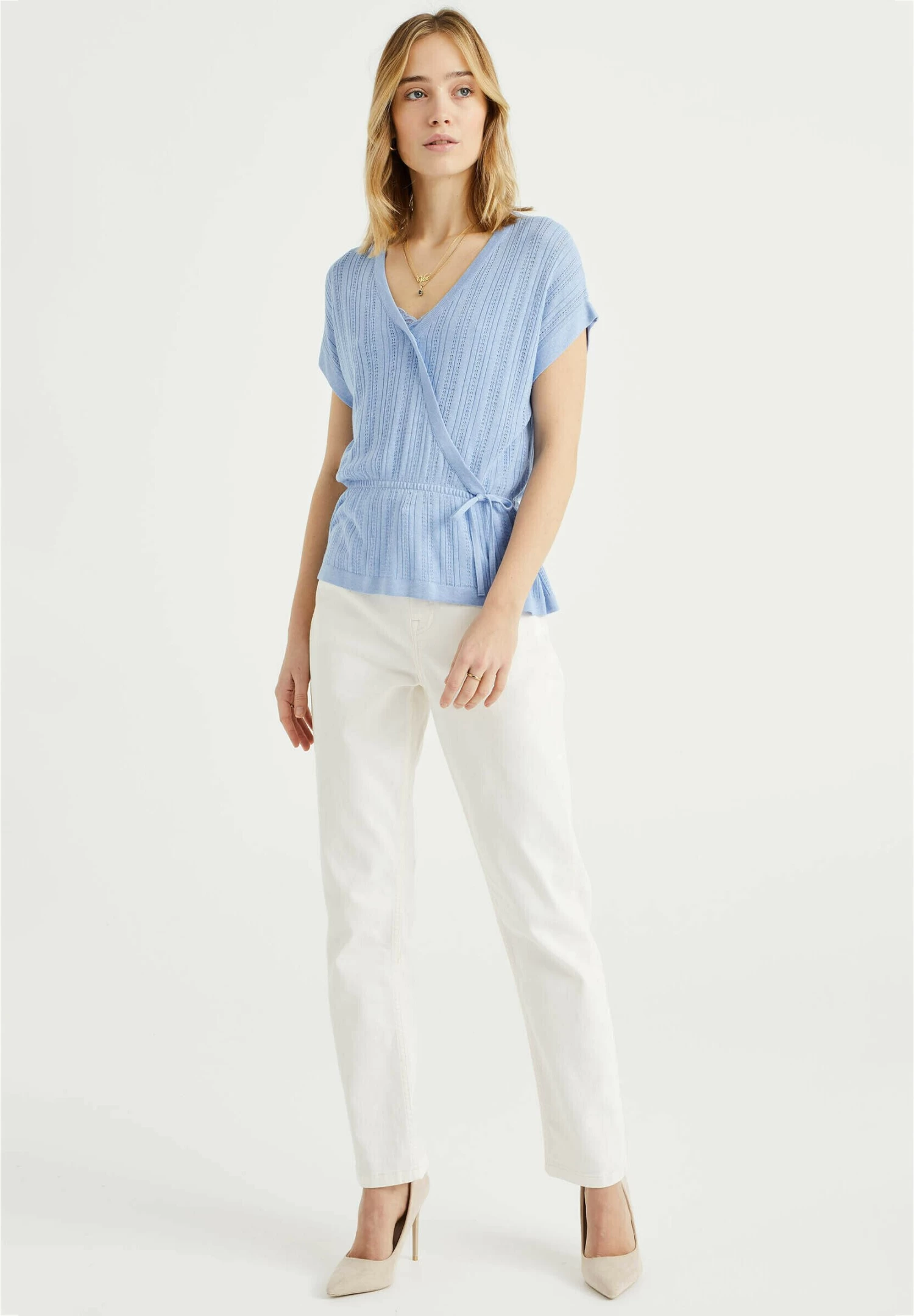 WE FASHION Met Opengewerkt Dessin - T-Shirt Print - Blue - Afbeelding 2