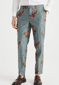 WE FASHION Slim Fit Pantalon Met Dessin - Chino - Green