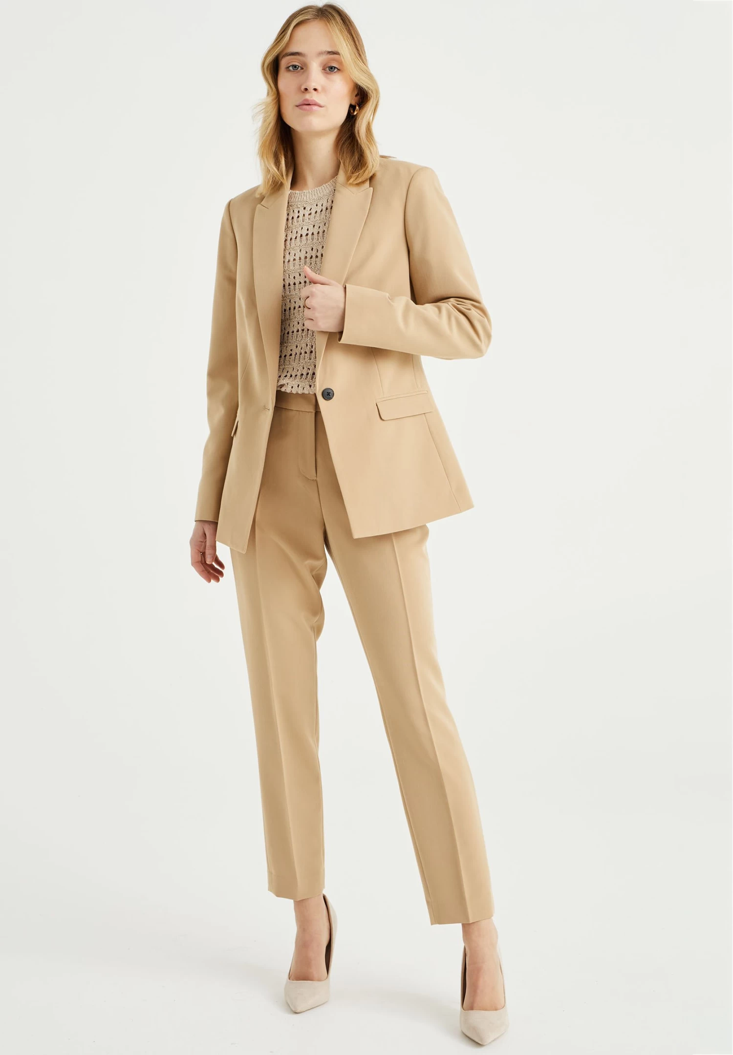 WE FASHION Nauwsluitende - Marly - Blazer - Beige - Afbeelding 2