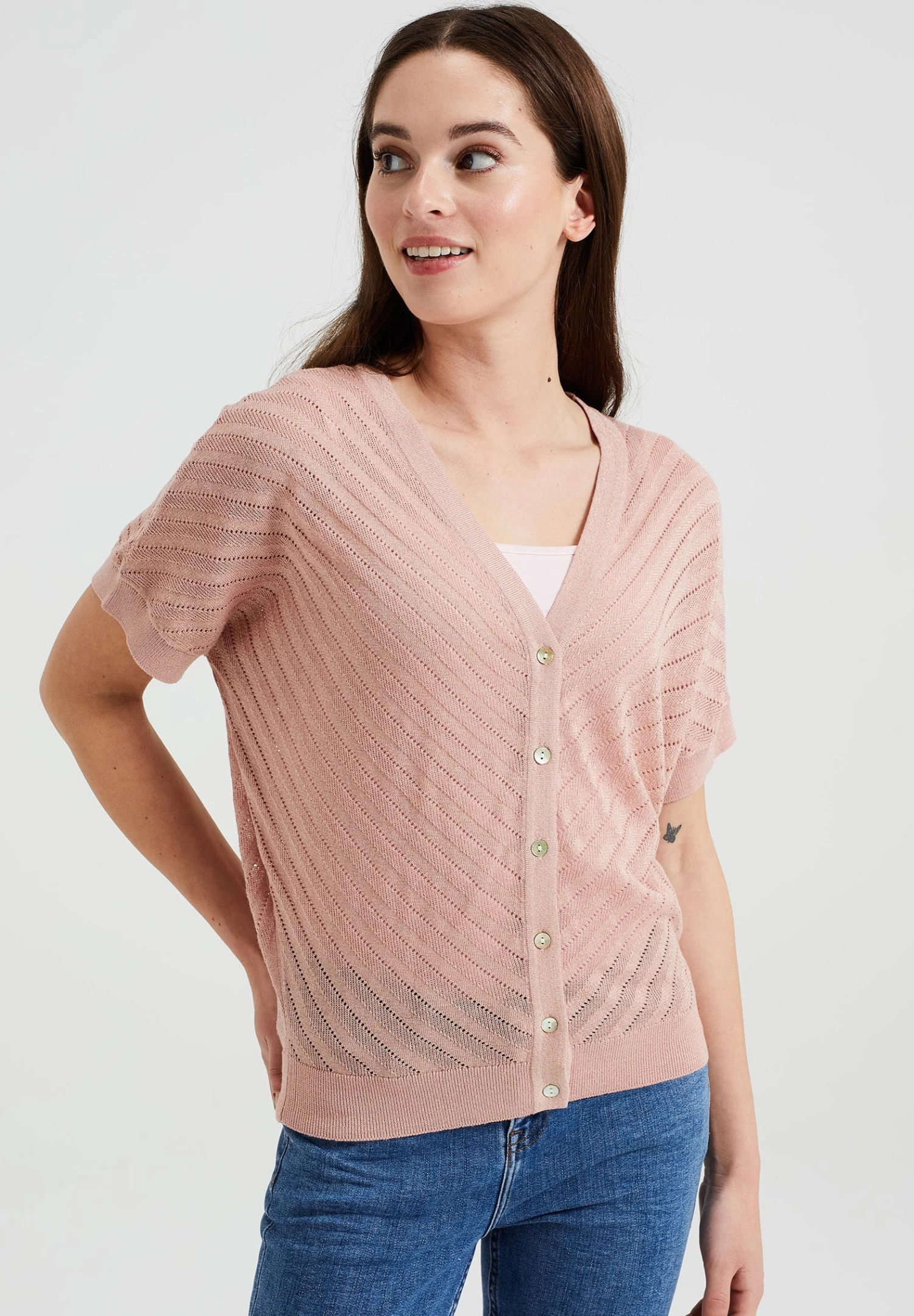 WE FASHION Met Glittergaren - Vest - Pink