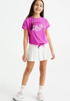 WE FASHION Broekrokje Met Structuur - A-Lijn Rok - White