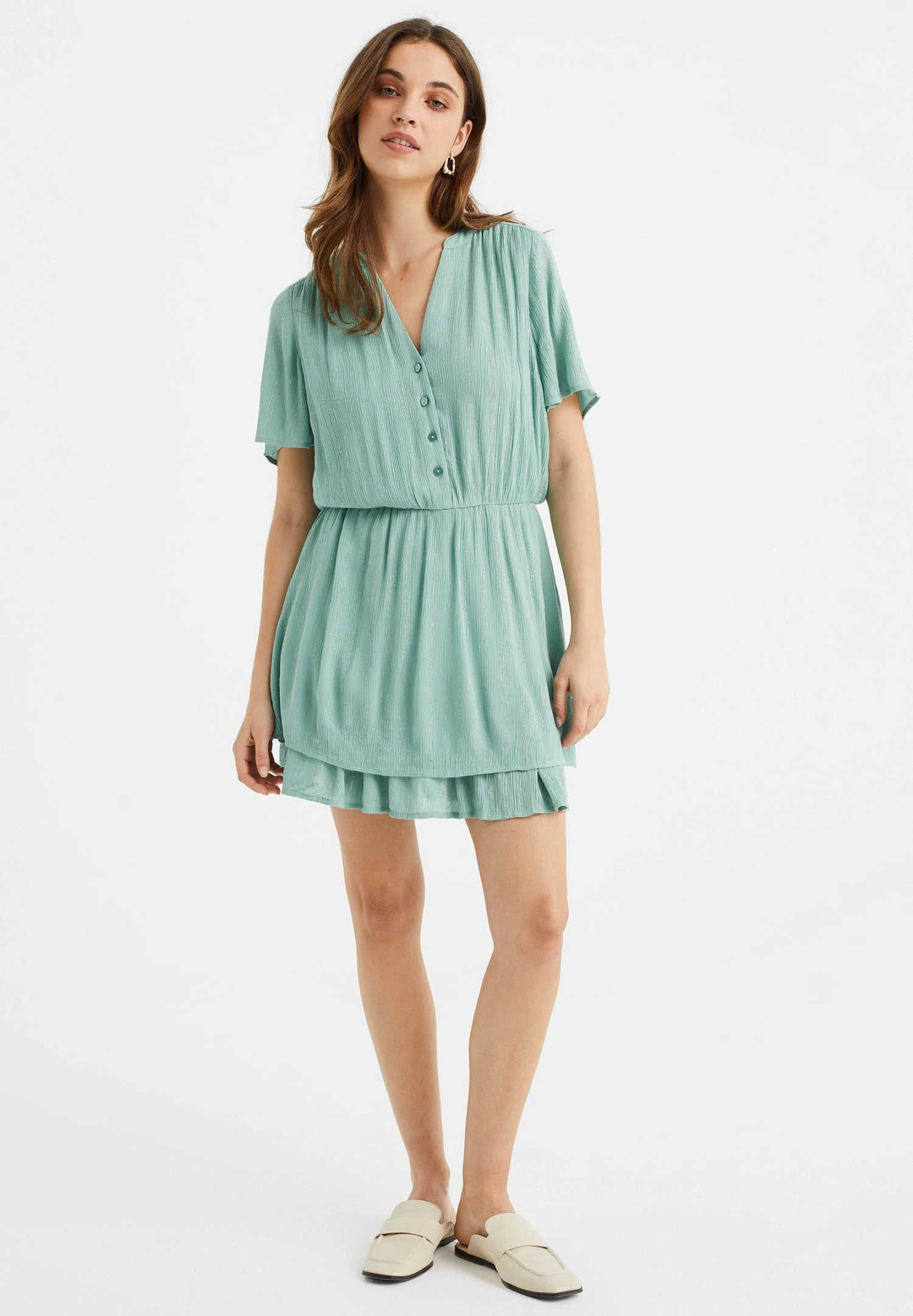 WE FASHION Met Glittergaren - Jurk - Green