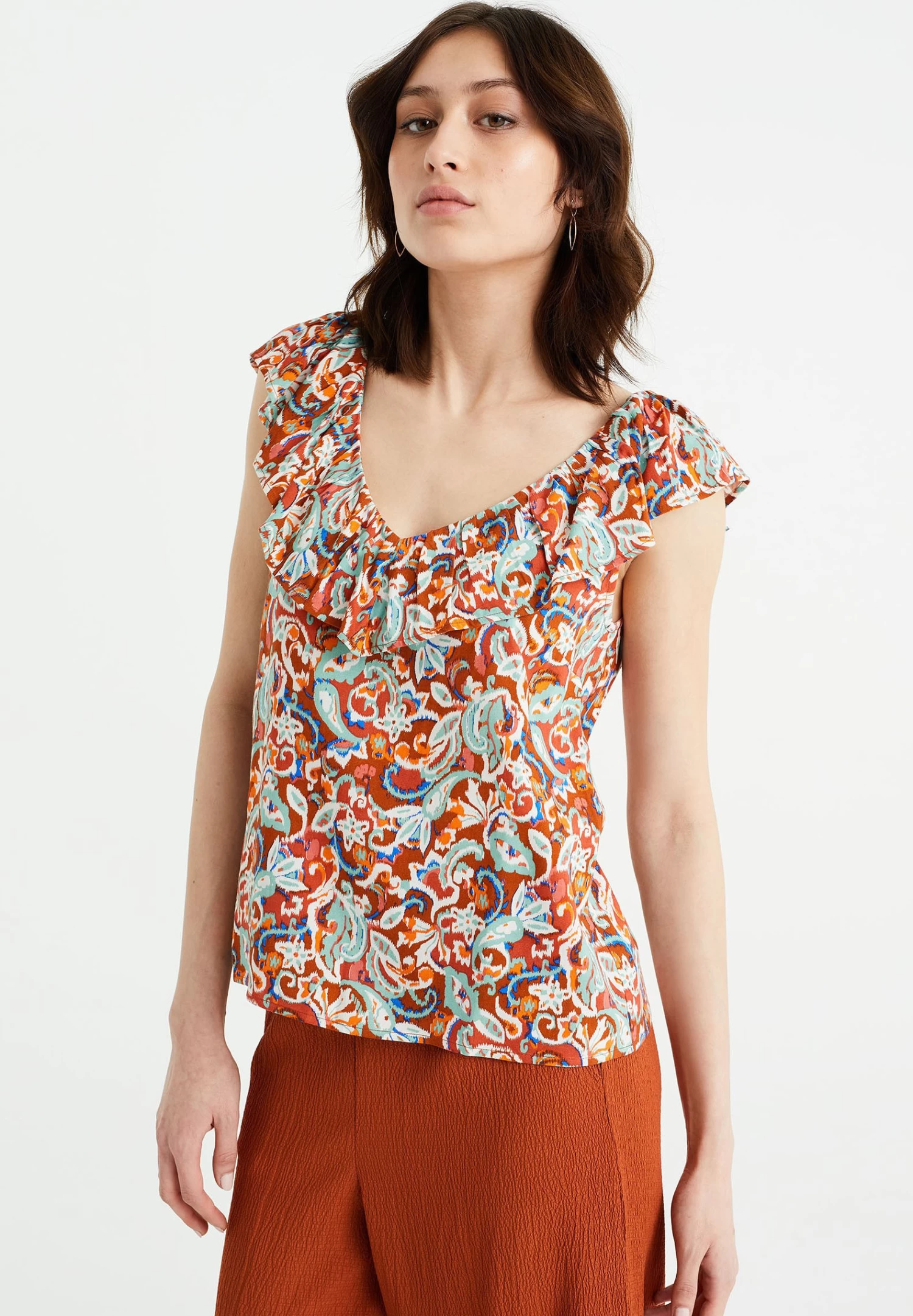 WE FASHION Met Dessin - Blouse - Brown