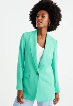 WE FASHION Getailleerde - Halflange Jas - Green