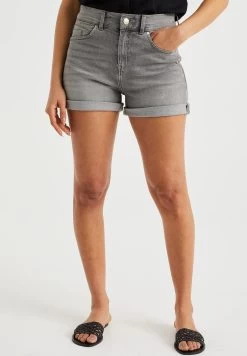 WE FASHION High Rise Comfort Stretch - Jeansshort - Grey