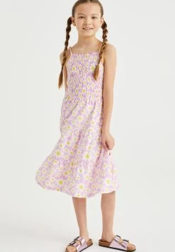 WE FASHION Met Dessin - Jurk - Pink