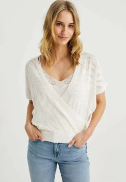 WE FASHION Met Opengewerkt Dessin - T-Shirt Print - White