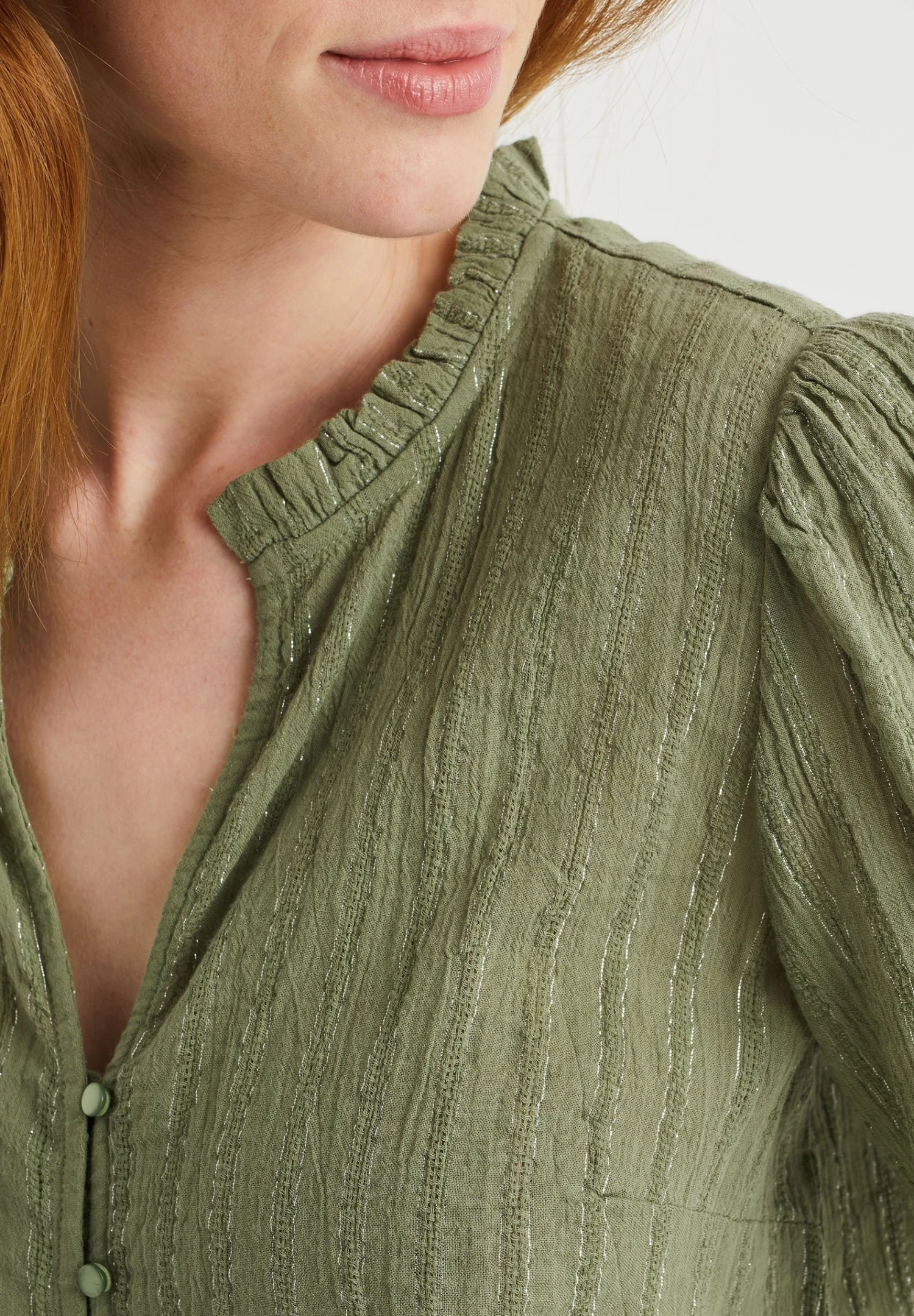 WE FASHION Met Glittergaren - Overhemdblouse - Green - Afbeelding 4