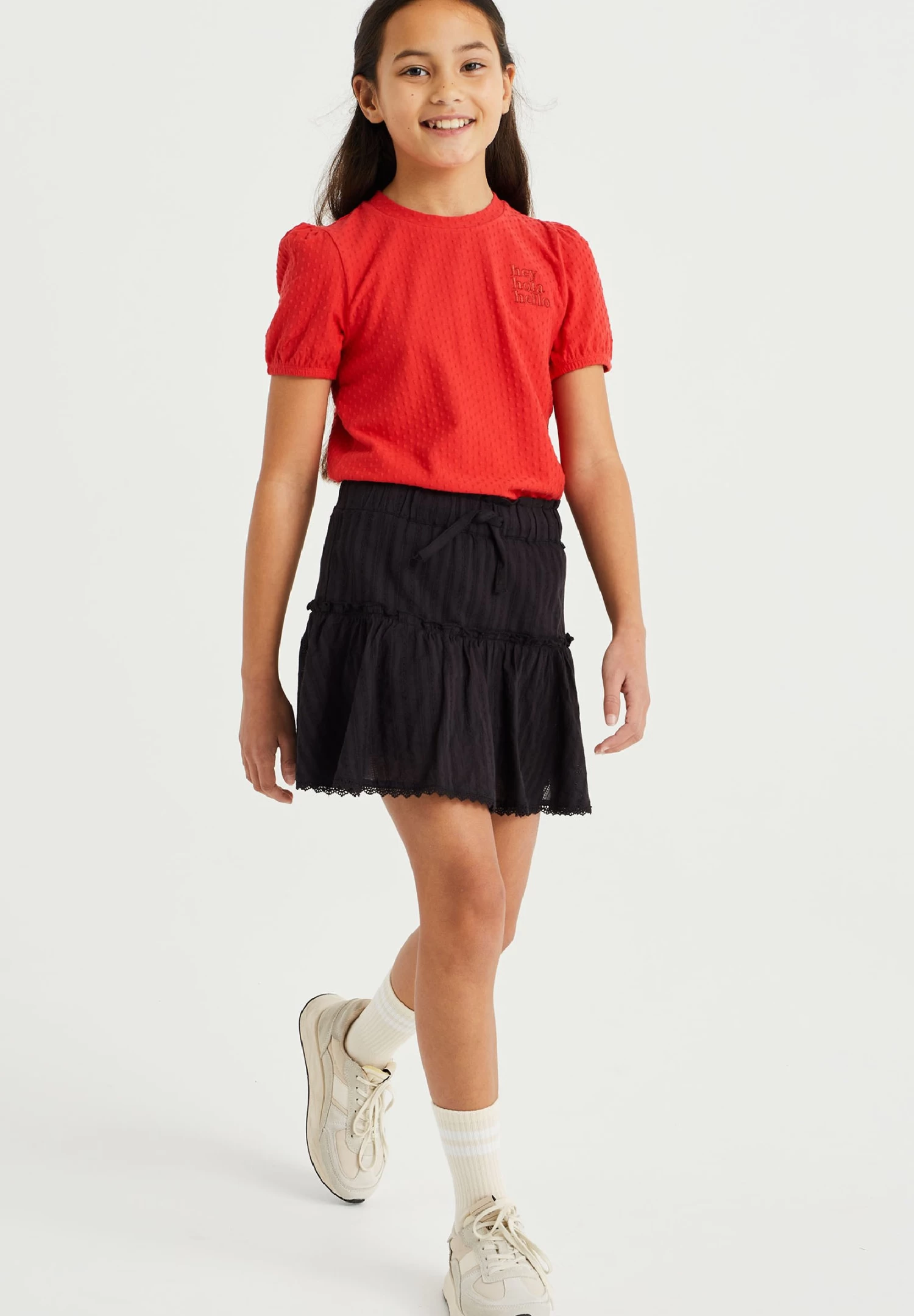 WE FASHION Broekrokje Met Structuur - A-Lijn Rok - Black - Afbeelding 2