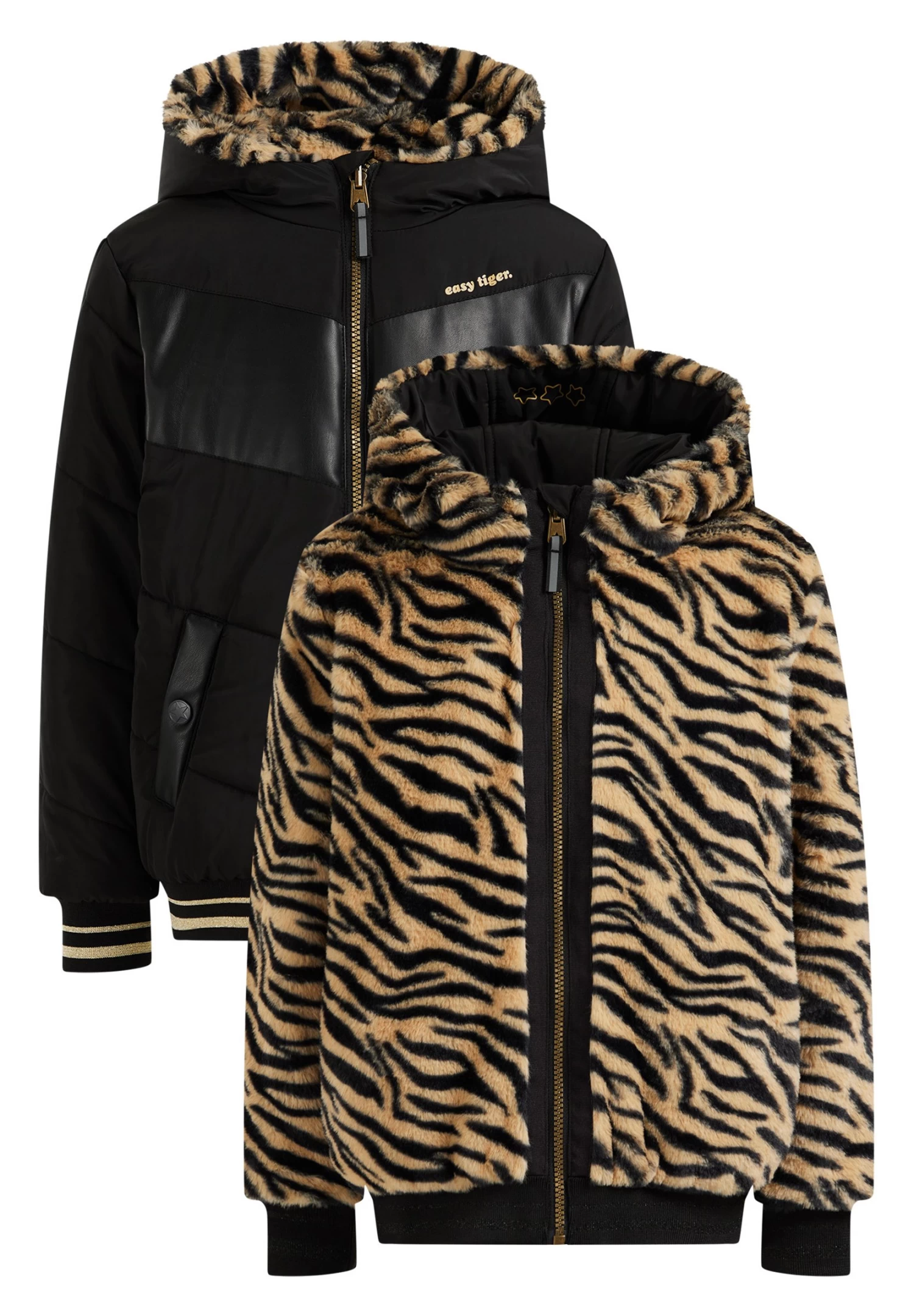 WE FASHION ReversibleMet Imitatiebont - Winterjas - Black - Afbeelding 4