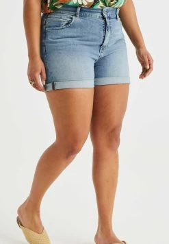 WE FASHION Curve - Jeansshort - Blue