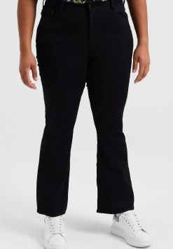WE FASHION Curve High Waist - Bootcut Jeans - Black