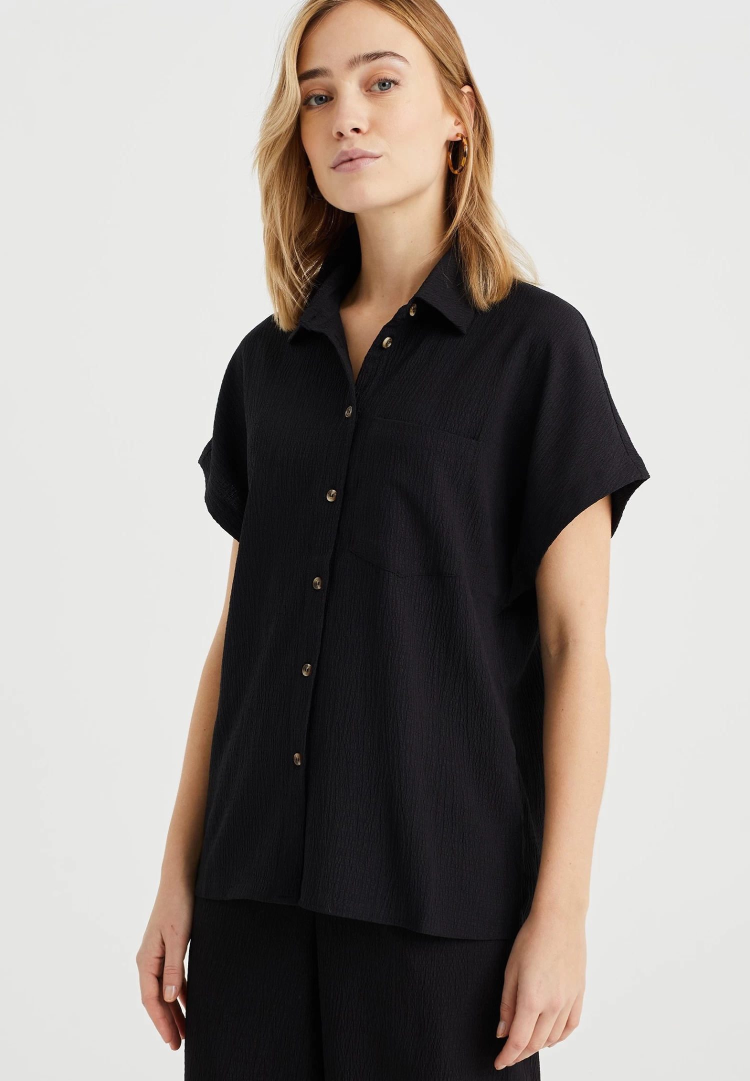 WE FASHION Met Structuur - Overhemdblouse - Black