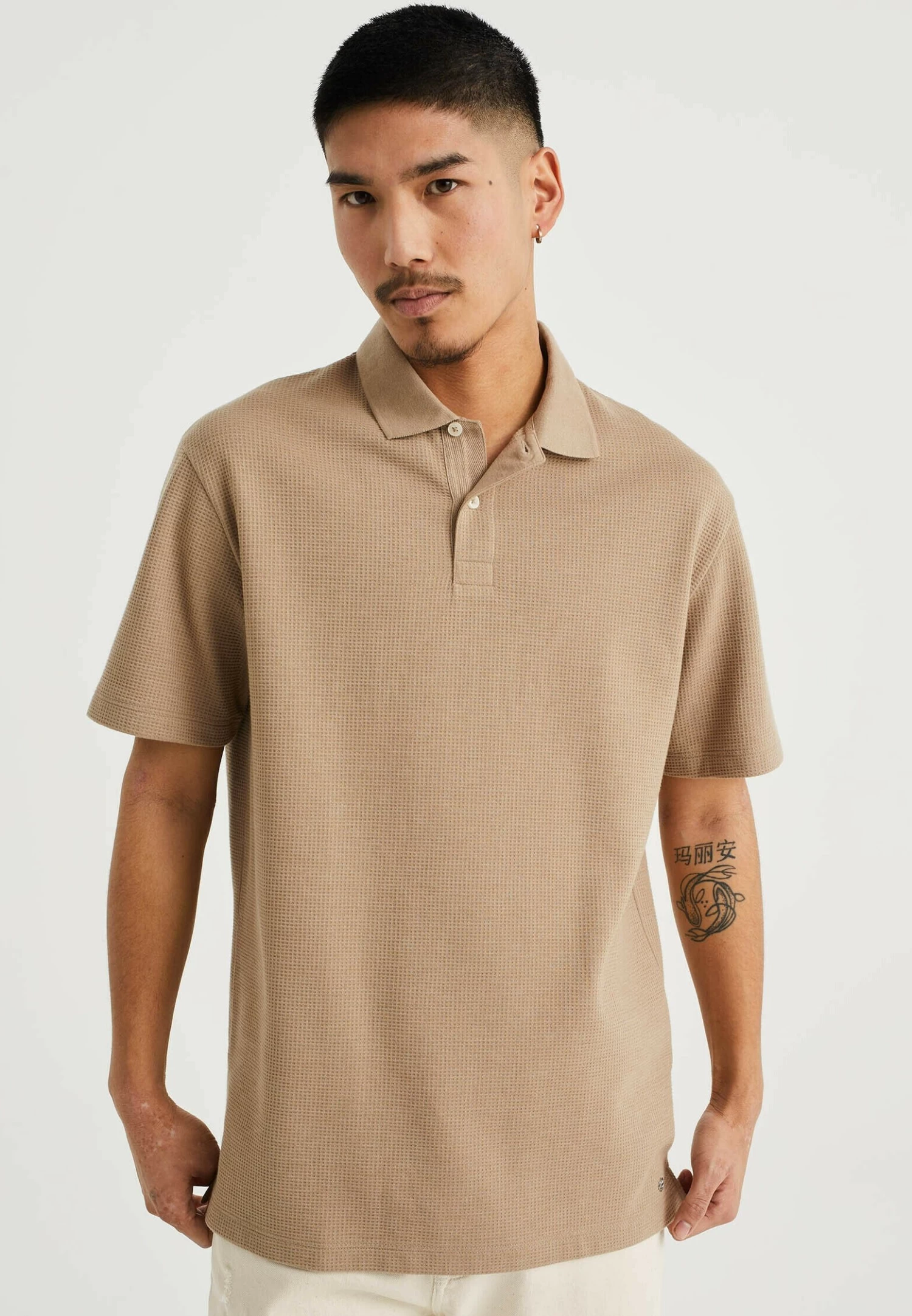 WE FASHION Met Structuur - Poloshirt - Brown