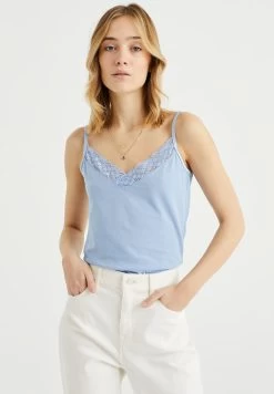 WE FASHION Singlet Van Met Kant - Top - Blue