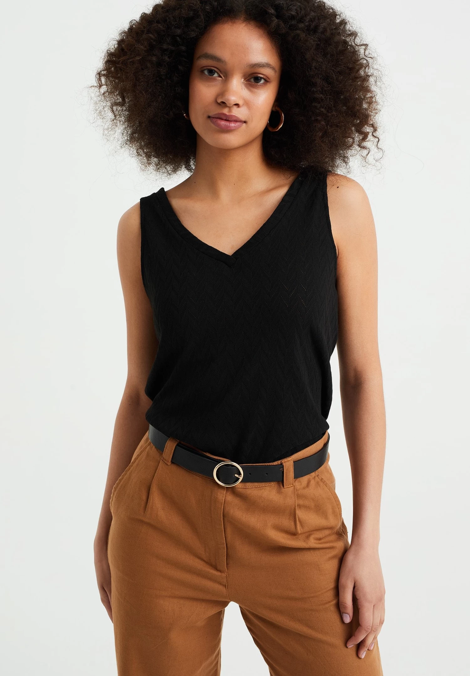 WE FASHION Singlet Met Dessin - Top - Black